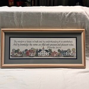 Vintage Framed Proverbs 24:3-4, Charles F. Humphrey